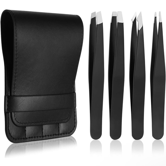 Other - Four Piece Tweezer Set with Travel Case